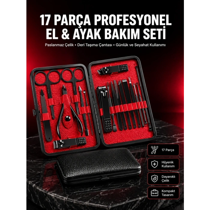 Kompakt ve Şık Tasarımlı 17 Parça Bakım Seti Yeni Nesil