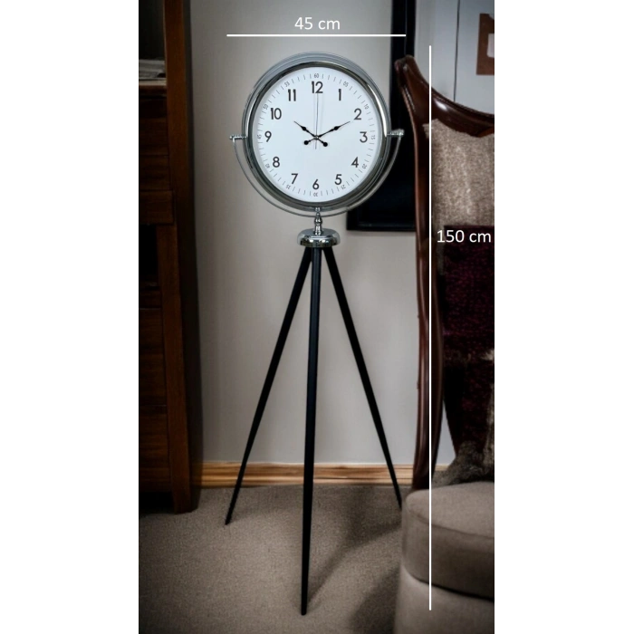 Krom Standart Tripod Ayaklı Saat