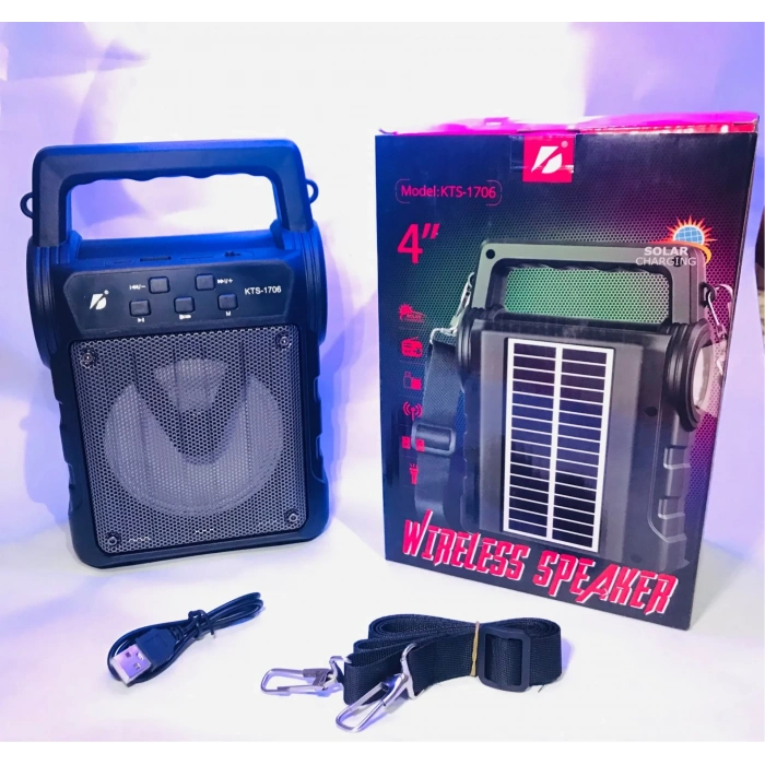 KTS-1706 Taşınabilir Güneş Enerjili Fenerli Bluetooth Hoparlör (5047)