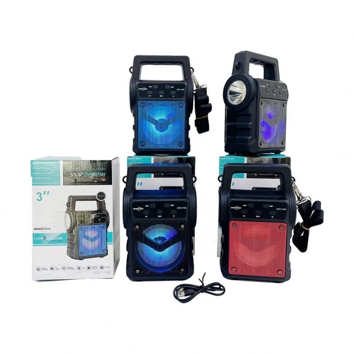 KTS-1706 Taşınabilir Güneş Enerjili Fenerli Bluetooth Hoparlör (5047)