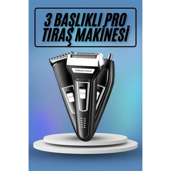 Kulak Burun Kıl Kesme Ense Yanak Tıraş Seti 3 Başlıklı Profesyonel
