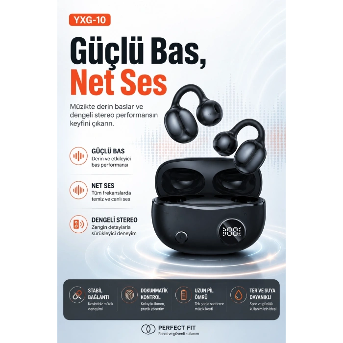 Kulak Kancalı Kablosuz Bluetooth Kulaklık Şarj Kutulu Mikrofonlu Spor Kullanım