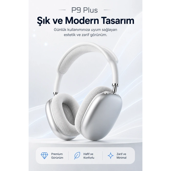 Kulak Üstü Kablosuz Bluetooth Kulaklık Yumuşak Pedli Mikrofonlu Günlük Kullanım