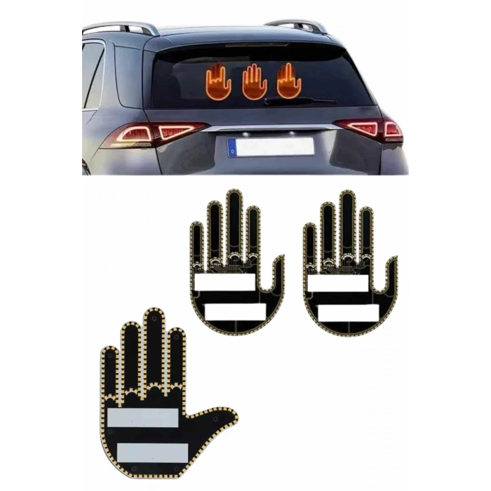 Kumandalı El Led Araba İçi 4 Farklı Mod El Orta Parmak Led