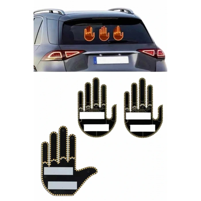 Kumandalı El Led Araba İçi 4 Farklı Mod El Orta Parmak Led