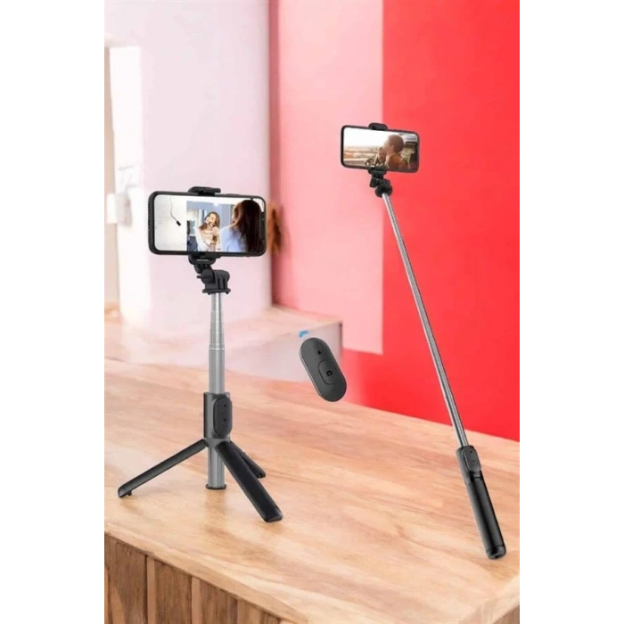 Kumandalı Tripod Telefon Tutucu Selfie Çubuğu 360 Derece Dönebilen