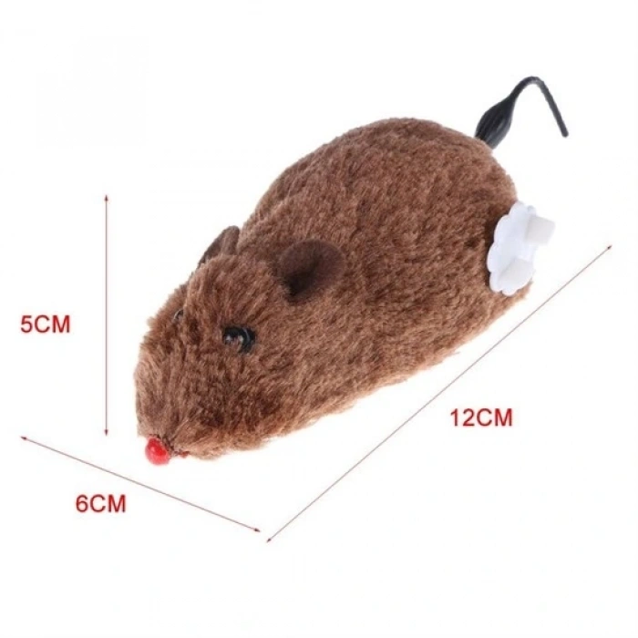 Kurmalı Kedi Eğitim Oyuncağı Tüylü Peluş Fare Yakalama İnteraktif Sevimli Eğlenceli Oyuncak (5047)