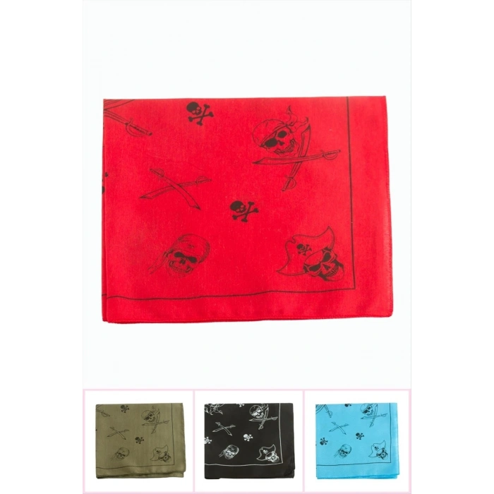 Kuru Kafa Desenli Keten Bandana 50*50