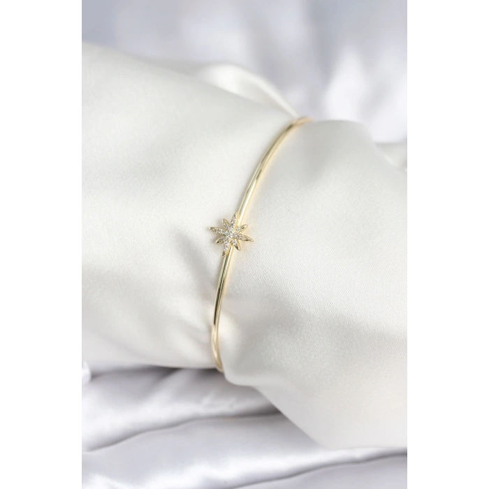 Kutup Yıldızı Figür Pirinç Gold Renk Kadın Bileklik