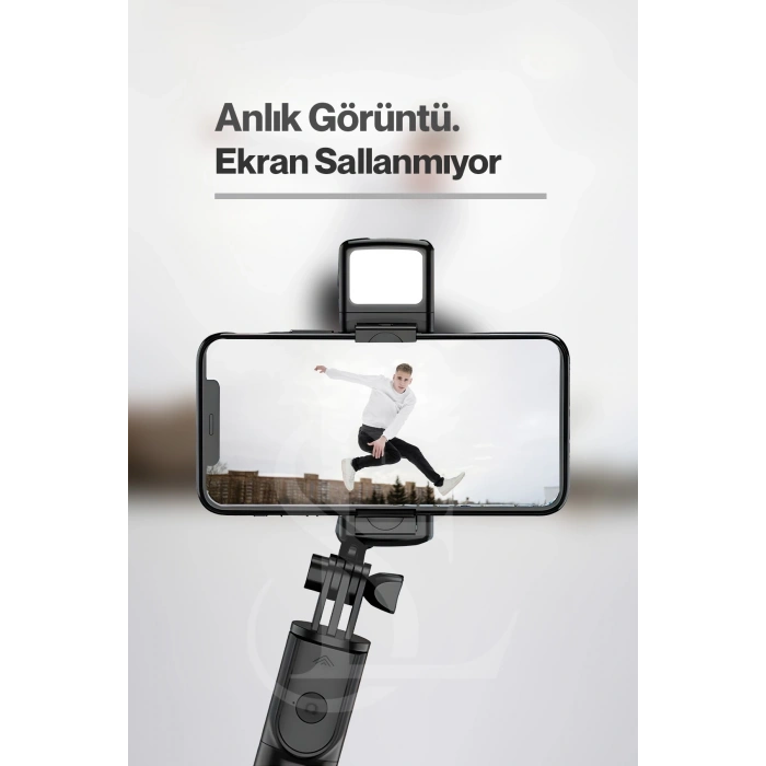 Led Işıklı Selfie Çubuğu Bluetooth Kumandalı Kablosuz Tripot Selfie Monopod Selfie Stick SİYAH