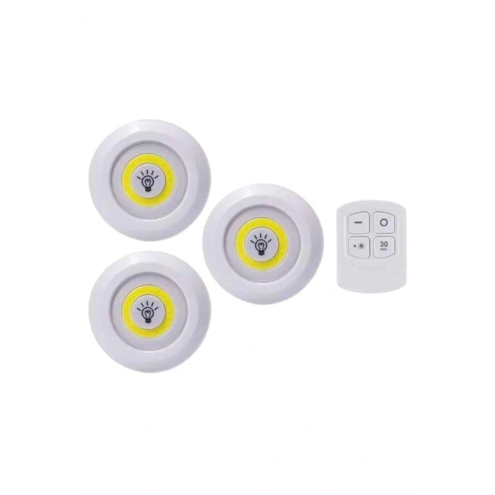 Led Lamba 3lü Uzaktan Kumandalı Yapışkanlı