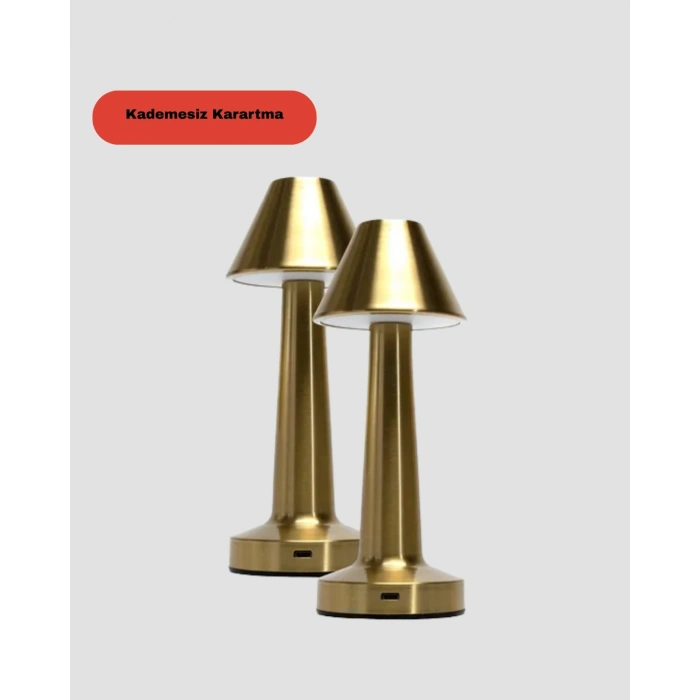 LED Masa Lambası 3 Renk Ayarlı Şarjlı Kablosuz Modern Tasarım