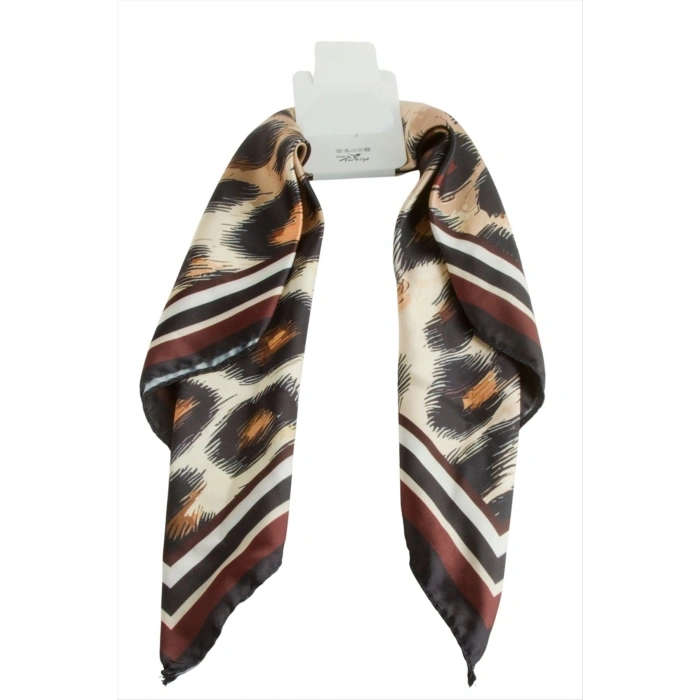Leopar Desenli Saten Fular 50*50 cm