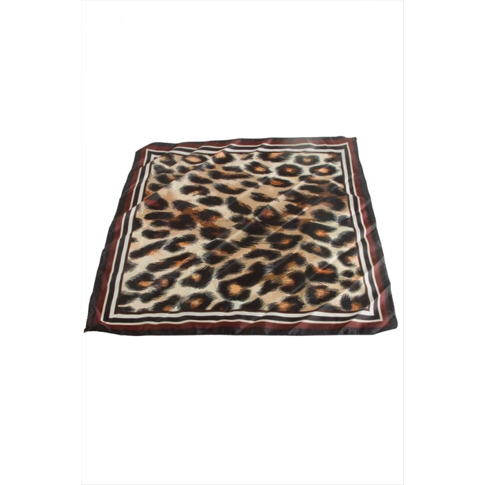 Leopar Desenli Saten Fular 50*50 cm