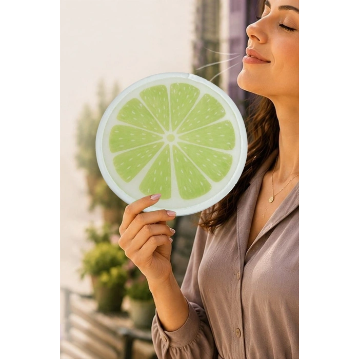 Limon Desenli Kore Yelpaze