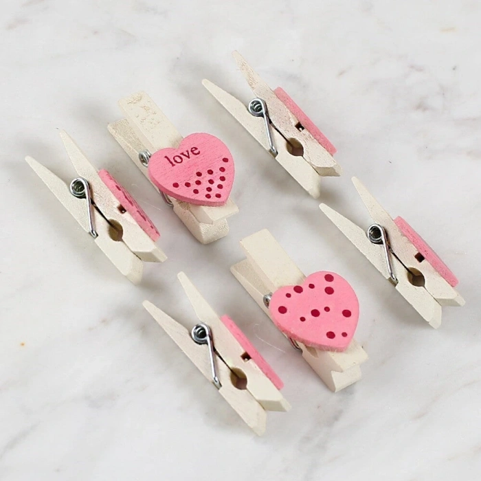 Loren Dekoratif Pembe Kalp Desenli Mandal 6lı