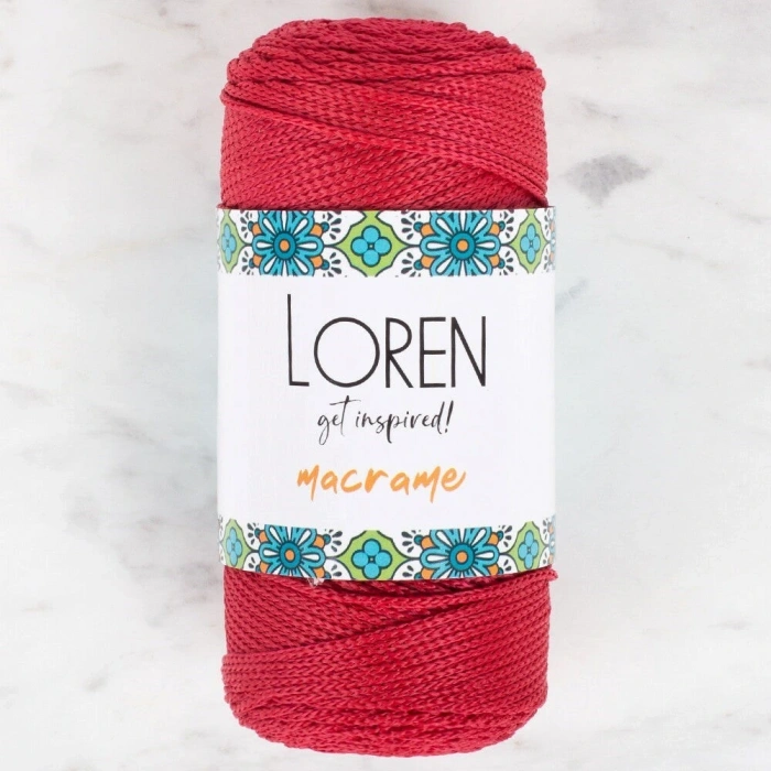 Loren Macrame Koyu Kırmızı El Örgü İpi - RM 0105 - 34345