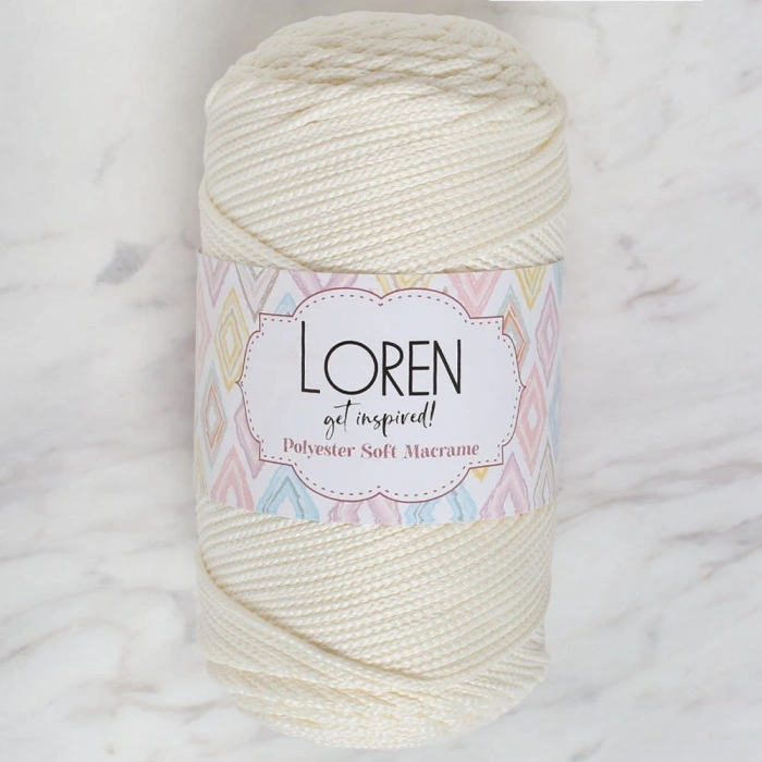 Loren Polyester Soft Macrame Krem El Örgü İpi - LM003 - 34427