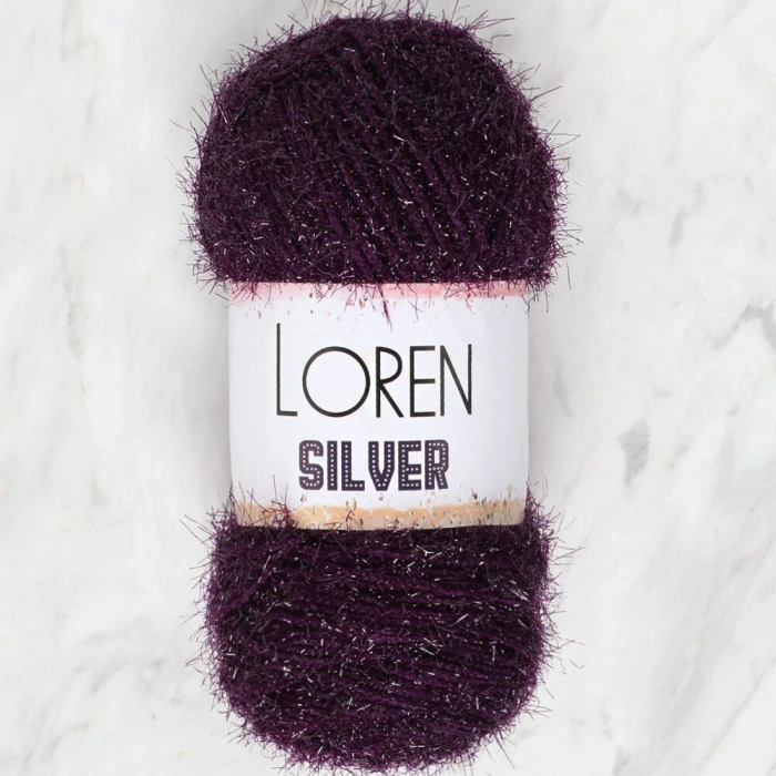 Loren Silver Patlıcan Moru El Örgü İpi - RS0109 - 34082