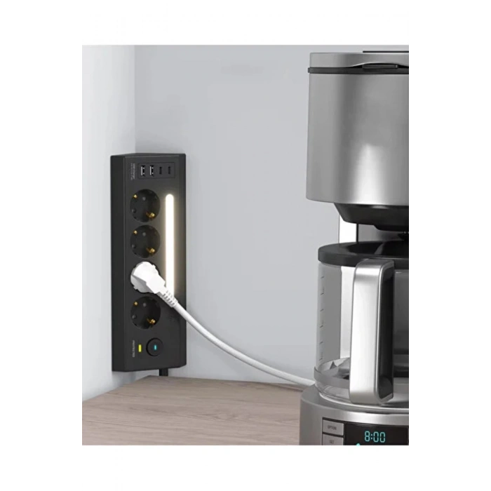 Lp764 Çoklu Gece Lambalı Priz Yüksek Gerilim Korumalı 4’lü Priz 2xusb 2xtype-c Çıkışlı Grup Priz Çoğaltıcı