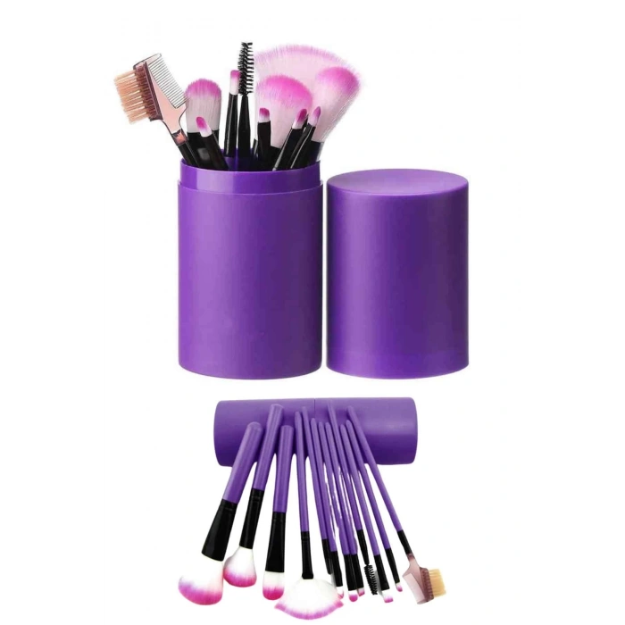 Makyaj Fırçası 12 Parça Set Yumuşak Uçlu Göz Makyajına Uygun Hafif ve Taşınabilir Çanta