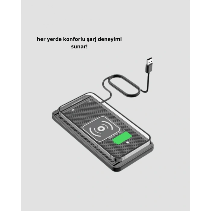 Manyetik Kablosuz Şarj Pedi 15W Hızlı Şarj Kaymaz Silikon Qi Destekli