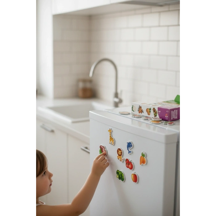 Manyetik Oyuncak Set Hayvanlar Sebze Meyve Magnetli 56 Parça