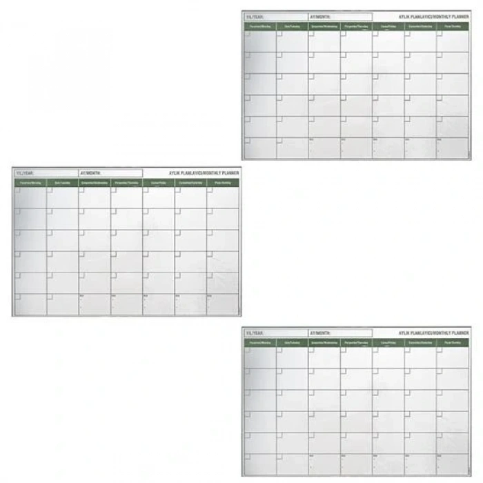 Manyetik Yapışkanlı Bir Aylık Program Planlayıcı Takvim 85x56 cm (5047)