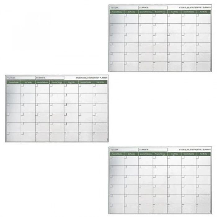 Manyetik Yapışkanlı Bir Aylık Program Planlayıcı Takvim 85x56 Cm Bx40