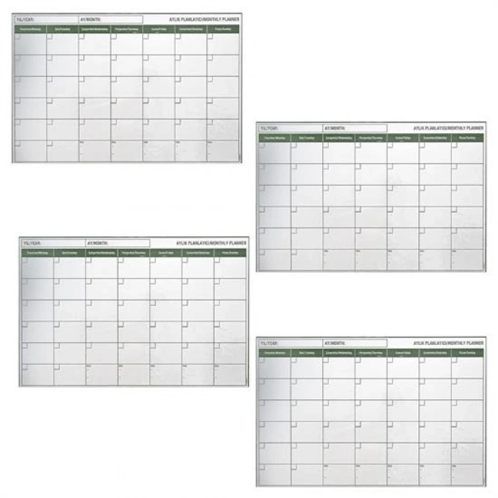 Manyetik Yapışkanlı Bir Aylık Program Planlayıcı Takvim 85x56 Cm Bx40
