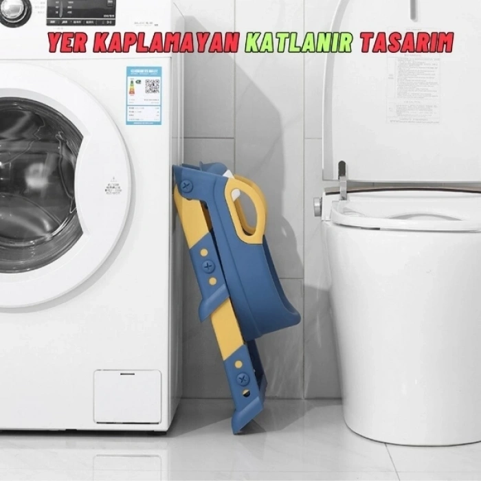 Mavi Merdivenli Çocuk Klozet Tuvalet Eğitimi Atı