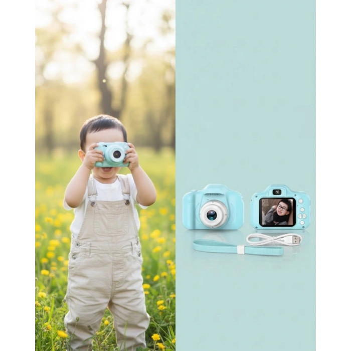 Mavi Mini HD Dijital Kamera Video ve Fotoğraf Çekimli Şarjlı Taşınabilir Kayıt Cihazı