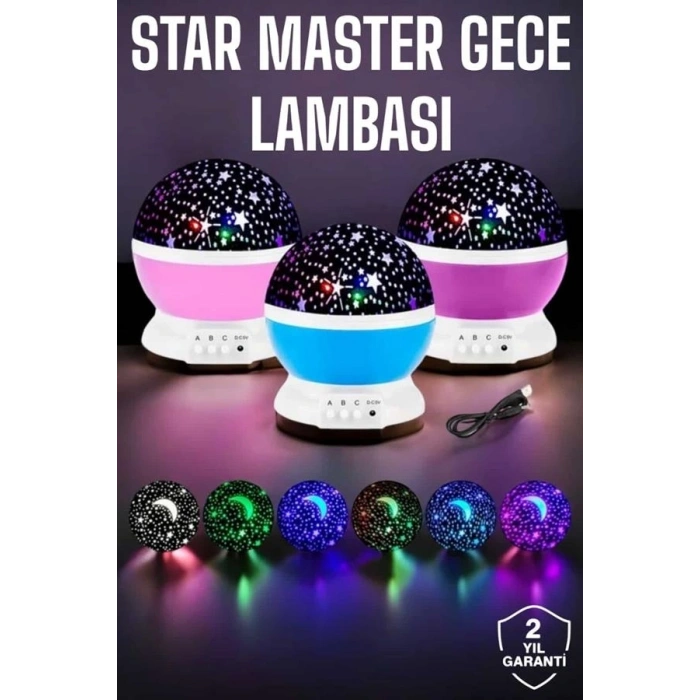 Mavi ve Mor Işıklı  Projeksiyon Lambası