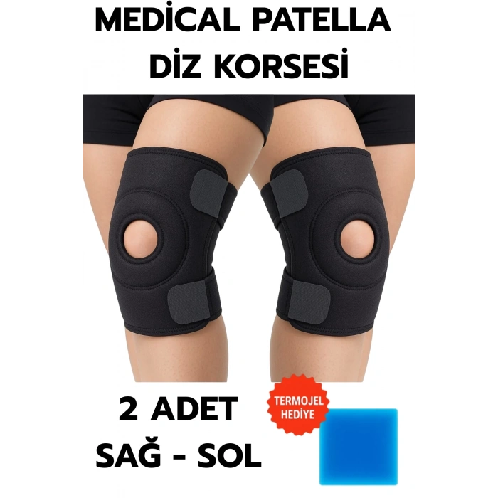 Medical Patella Destekli Diz Korsesi İkili Sağ Sol Çapraz Bağ Menisküs Ağrısı Için Sporcu Dizlik