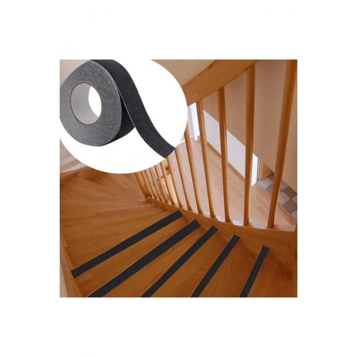 Merdiven Zemin Kaydırmaz Güçlü Bant Yapışkanlı Kaymaz Bant Siyah 25 Mm X 5 Metre
