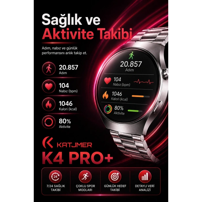 Metal Kasa Görünümlü Akıllı Saat Üç Farklı Kayışlı Bluetooth Bildirim Destekli