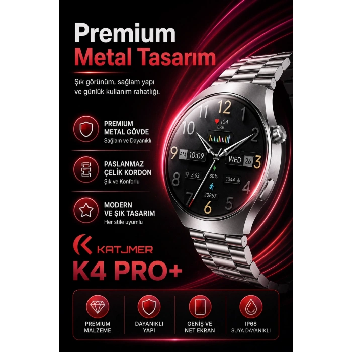 Metal Kasa Görünümlü Akıllı Saat Üç Farklı Kayışlı Bluetooth Bildirim Destekli