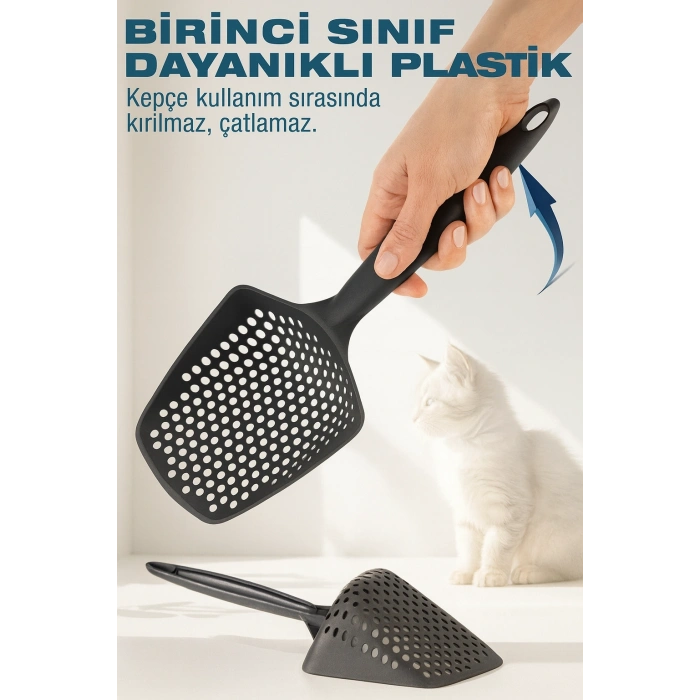 Mikro Delikli Kedi Kumu Küreği – Kum İsrafını Önleyen Dayanıklı Ergonomik Temizlik Küreği