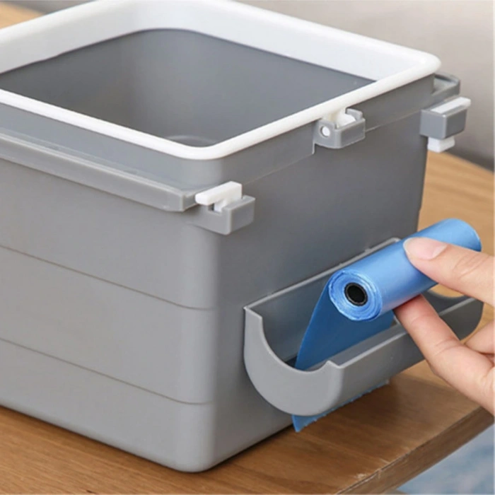 Mini Masa Çöp Kovası Plastik Tezgah Altı Geri Çekilebilir Yapışkanlı Görünmez Bölme Pratik (5047)