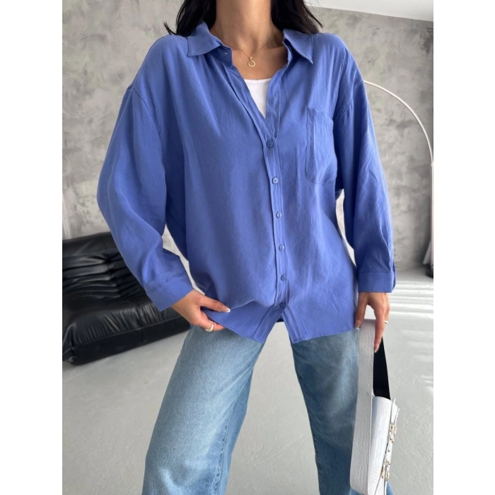 Modal oversize cepli gömlek
