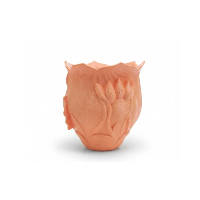 Modern 3D Turuncu Çiçek Vazo Masaüstü Salon Dekoru