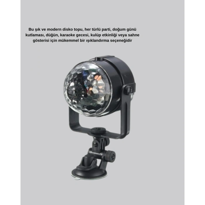 Müzik Ritmine Duyarlı Renkli Disko Topu – 7 Modlu Işıklı Parti Lambası