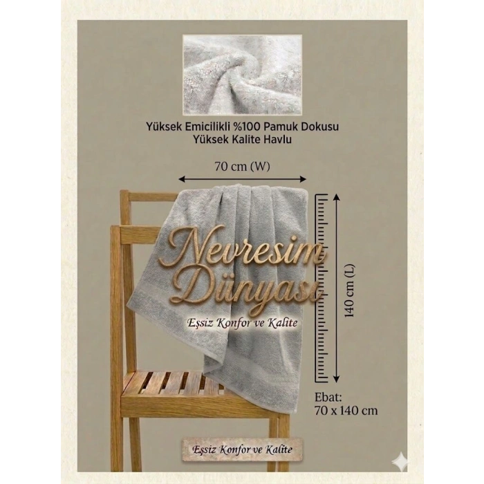 Nevresim Dünyası Prime Havlu 70x140 Gri