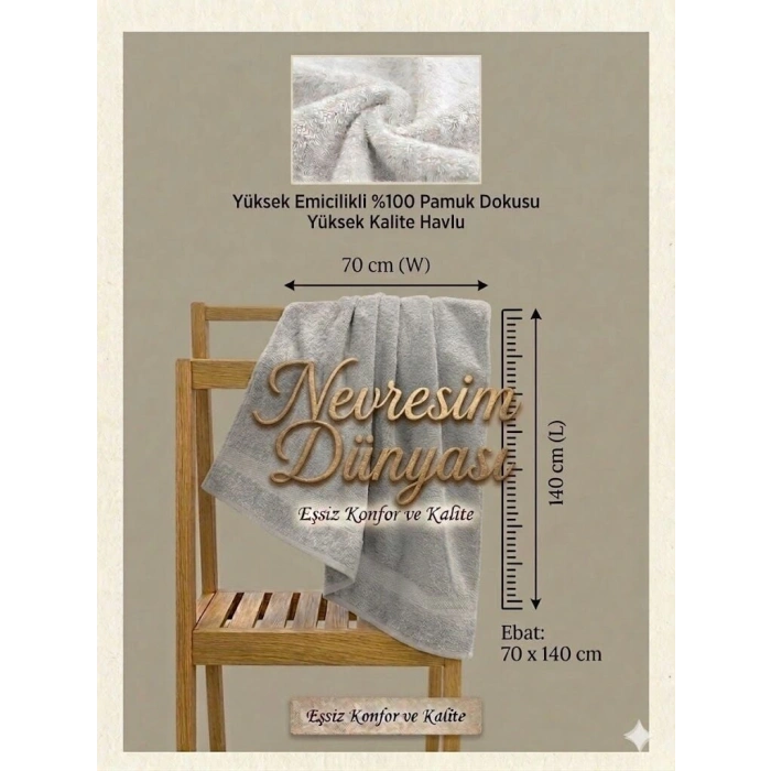 Nevresim Dünyası Prime Havlu 70x140 Gri