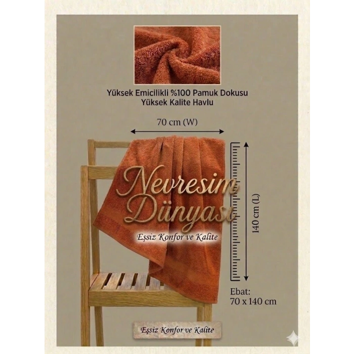 Nevresim Dünyası Prime Havlu 70x140 Kiremit
