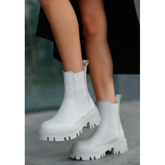 Ninle Bej Cilt Topuklu Bot