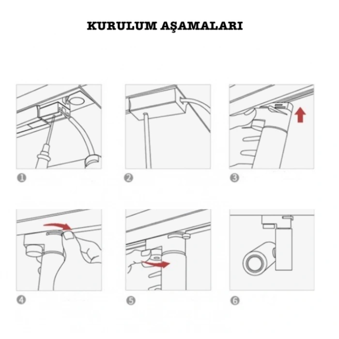 NOAS YL29 4001 Siyah Kasa Lyon 40W Ray Spot 6400K Beyaz Işık