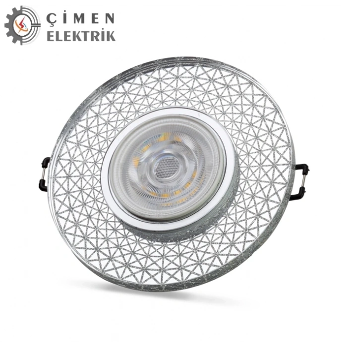 NOAS YL65 1767 İris LED Çerçeveli 4000K Yuvarlak Kristal Cam Spot Kasa - Priz ve Anahtar İçin Uyumlu Çerçeve