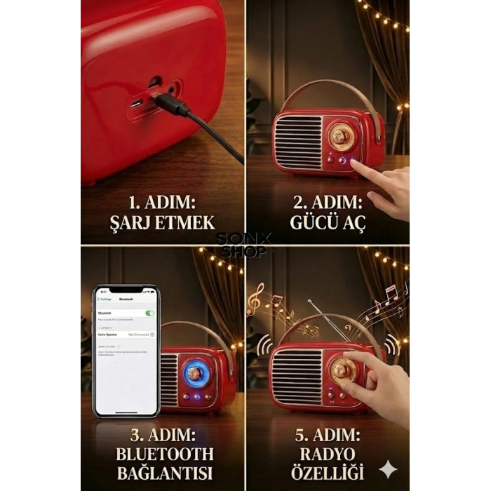 Nostaljik Retro Bluetooth Hoparlör