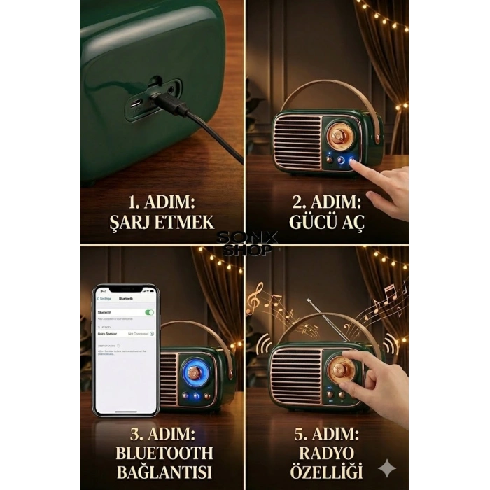 Nostaljik Retro Bluetooth Hoparlör